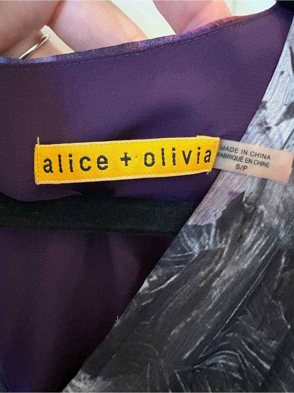 Alice + Olivia Purple Abstract Floral Chiffon Mini Dress Long Sleeve Boho Party - Picture 3 of 6